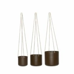 Hubsch Bloom Hangende Bloempotten Bruin Set Van 3 Stuks - 941602