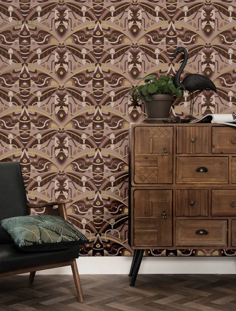 KEK Amsterdam Art Deco Goud Behang Animaux Beetle - Taupe 3 KEK Amsterdam Art Deco Goud Behang Animaux Beetle - Taupe - Afbeelding 3