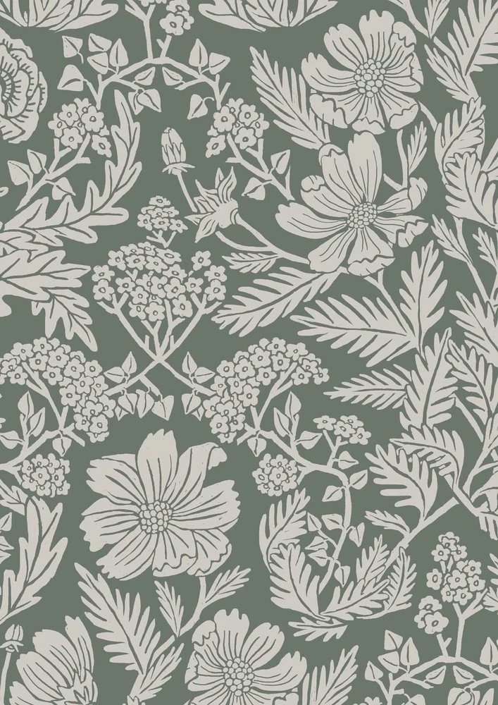 KEK Amsterdam Bloemen Behang Groen 100x280cm FR-004 1 KEK Amsterdam Bloemen Behang Groen 100x280cm FR-004