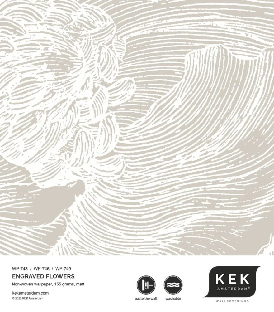 KEK Amsterdam Engraved Bloemen Behang WP-749 Grijs 400x280cm 4 KEK Amsterdam Engraved Bloemen Behang WP-749 Grijs 400x280cm - Afbeelding 4