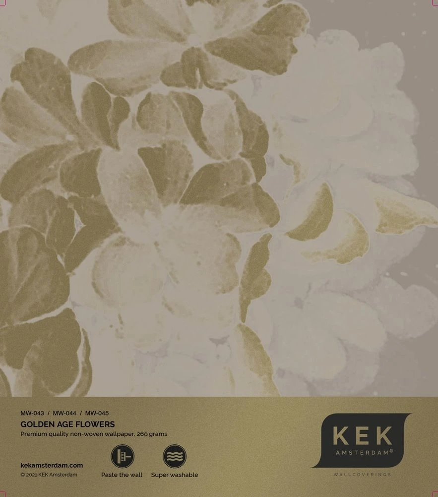 KEK Amsterdam Golden Age Flowers Goud Behang MW-044 - 300x280cm 3 KEK Amsterdam Golden Age Flowers Goud Behang MW-044 - 300x280cm - Afbeelding 3
